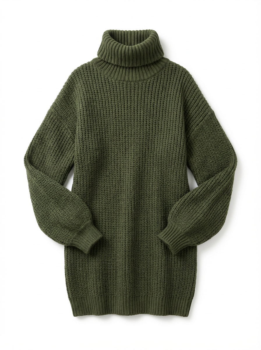 Mini Dress Women Loose Fit Long Sleeve Crew Neck Vintage Style