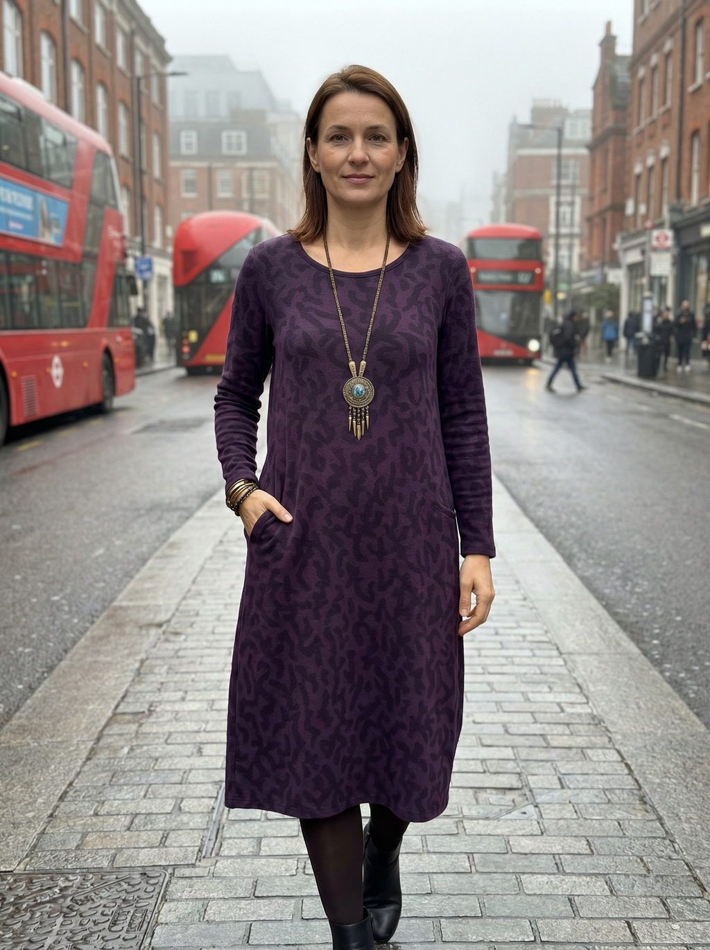 Women’s Classic Winter Dress with Full Sleeves & Relaxed Cut