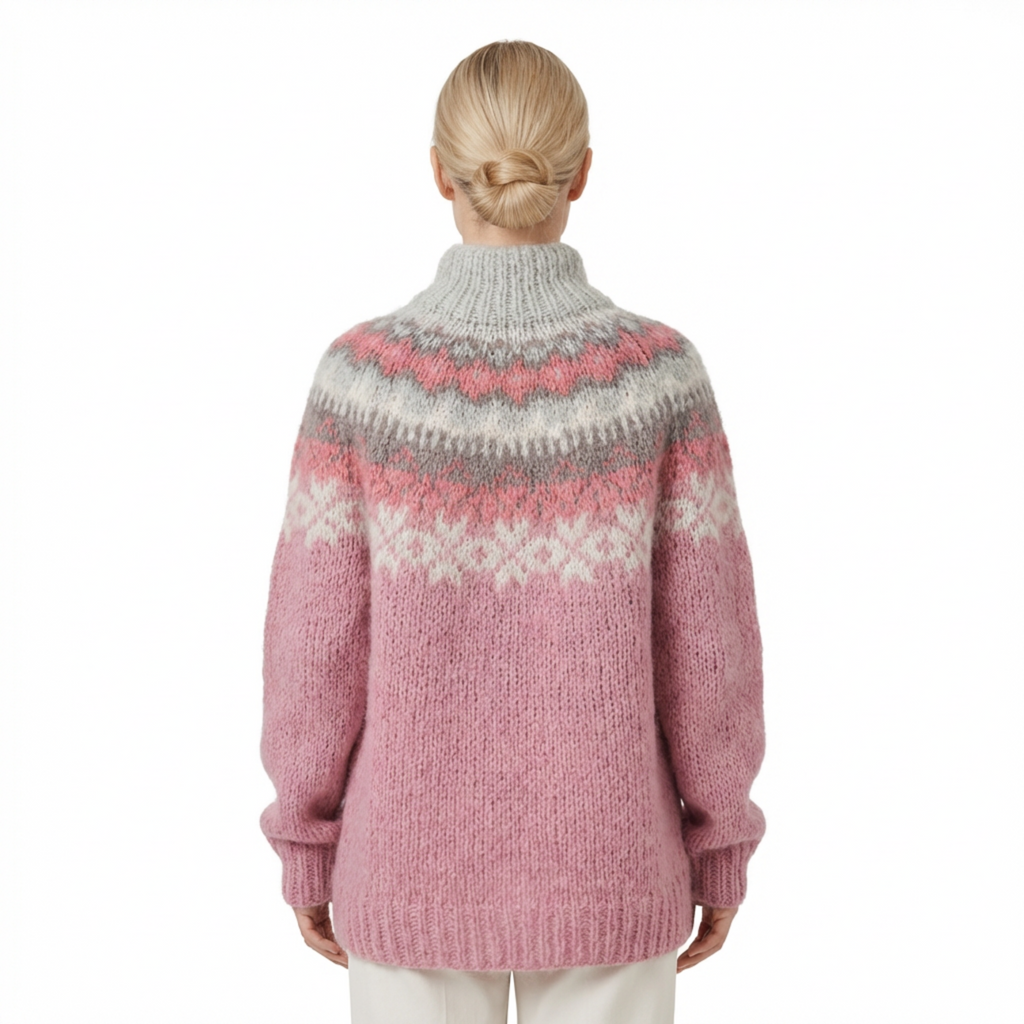 Sweater Women Nordic Pattern Knitted Relaxed Fit