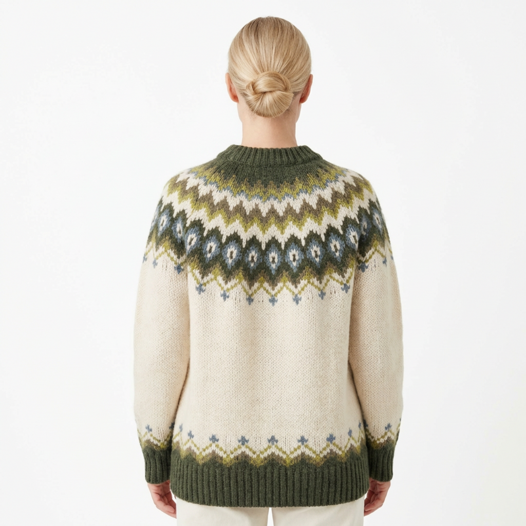 Sweater Women Nordic Pattern Knitted Relaxed Fit