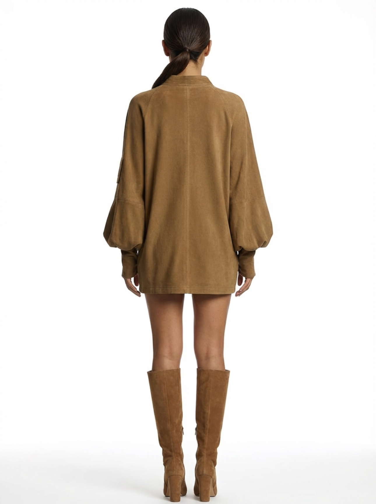 Mini Dress Women Loose Fit Turtleneck Long Sleeves Retro Style
