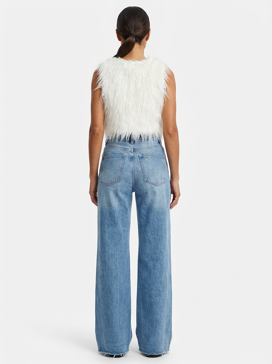 Jeans Women Wide-Leg High-Rise Distressed Style