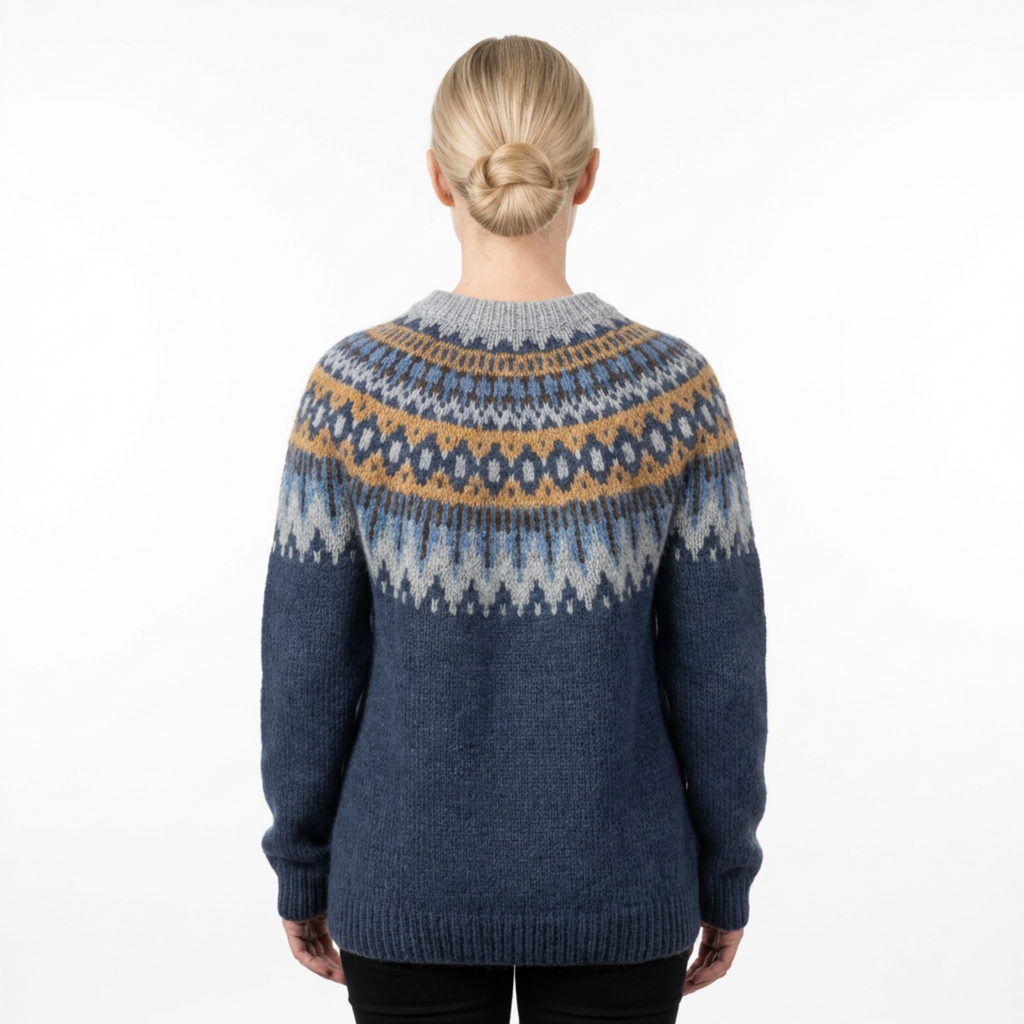 Sweater Women Nordic Pattern Knitted Relaxed Fit