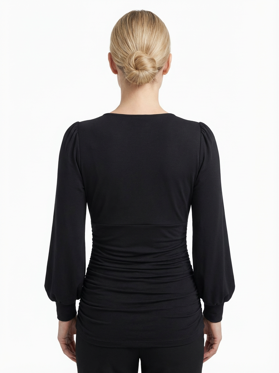 V‑Neck Top for Women with Classic Cut & Long Sleeves