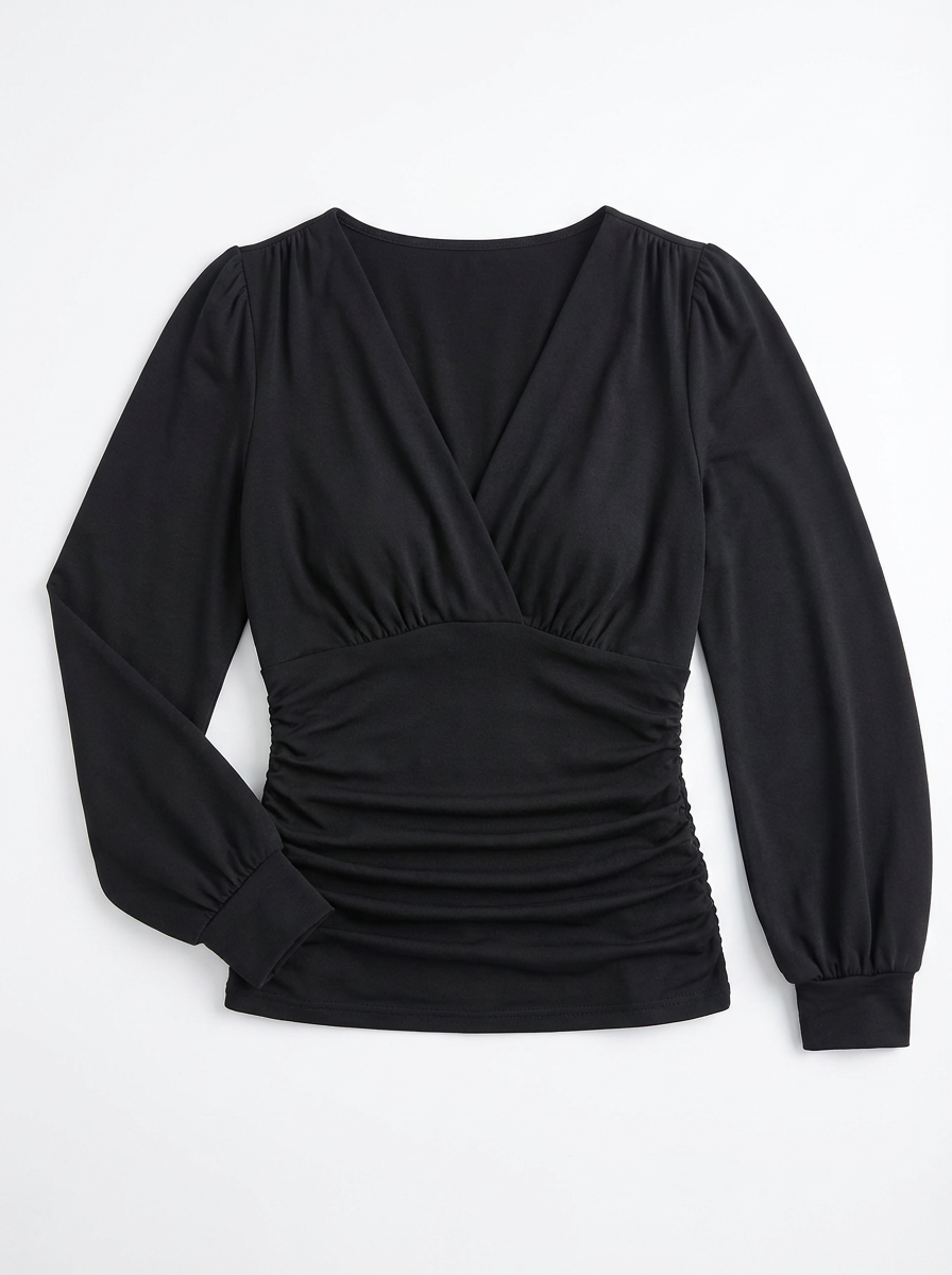 V‑Neck Top for Women with Classic Cut & Long Sleeves