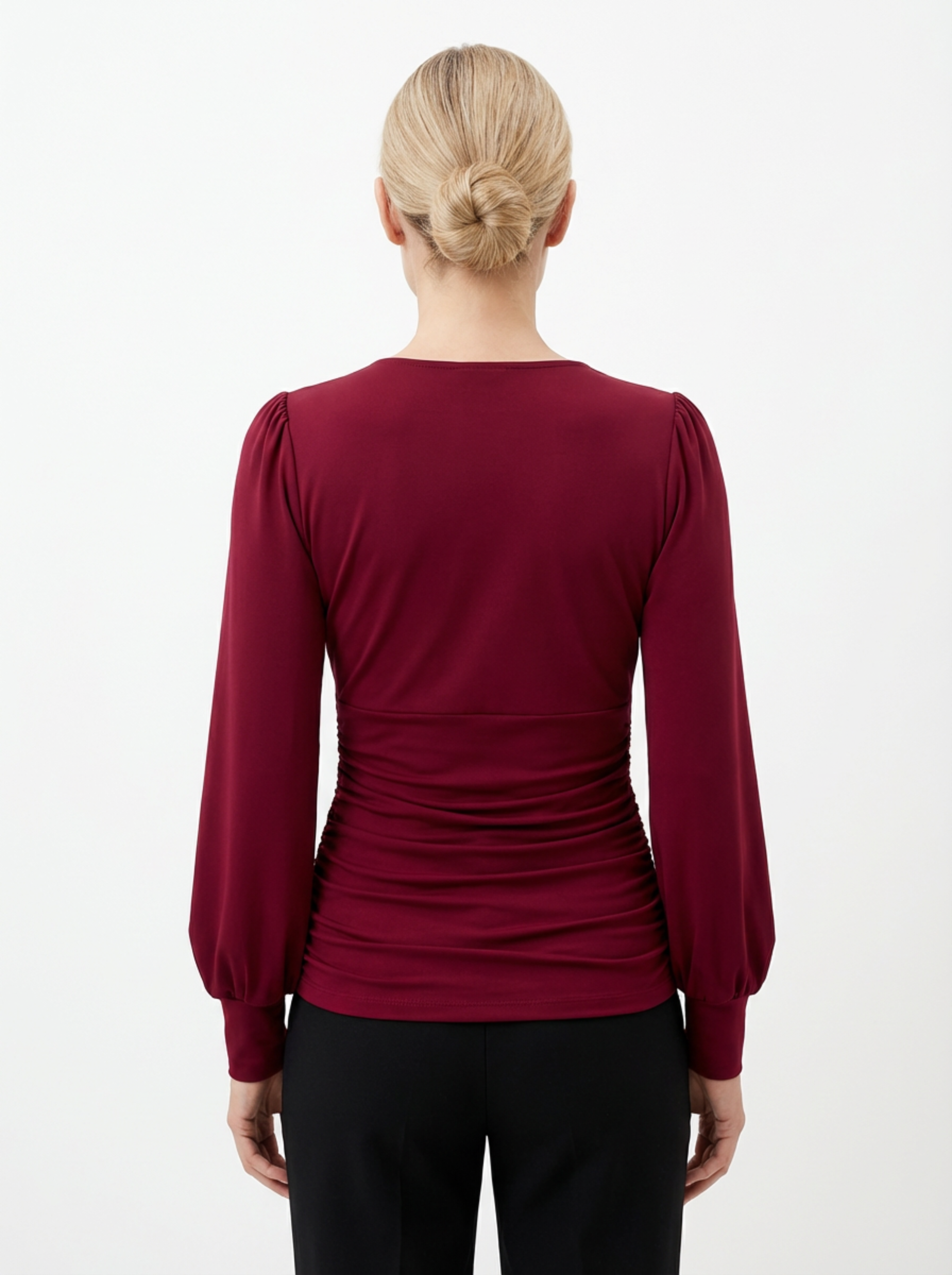 V‑Neck Top for Women with Classic Cut & Long Sleeves