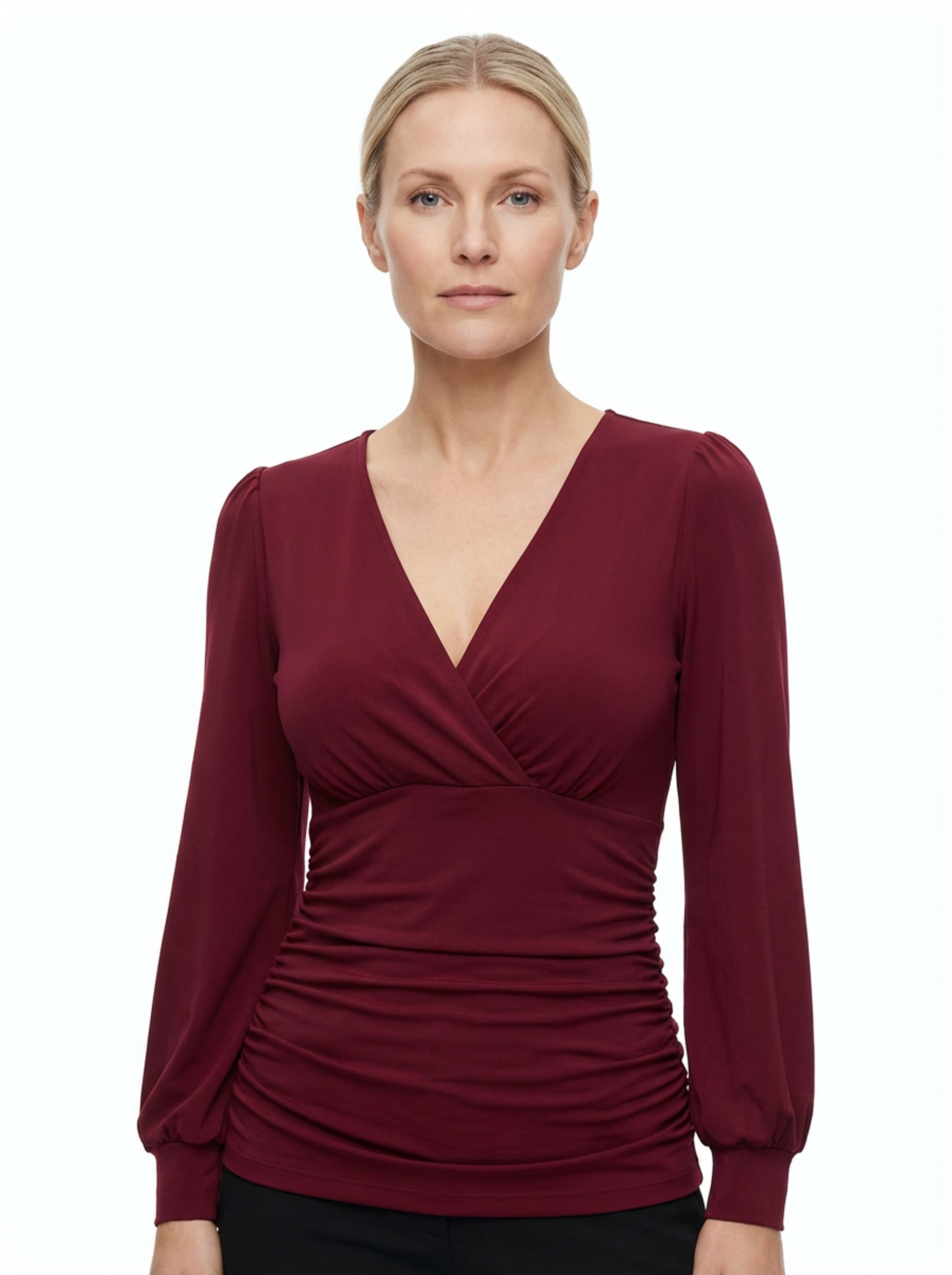V‑Neck Top for Women with Classic Cut & Long Sleeves