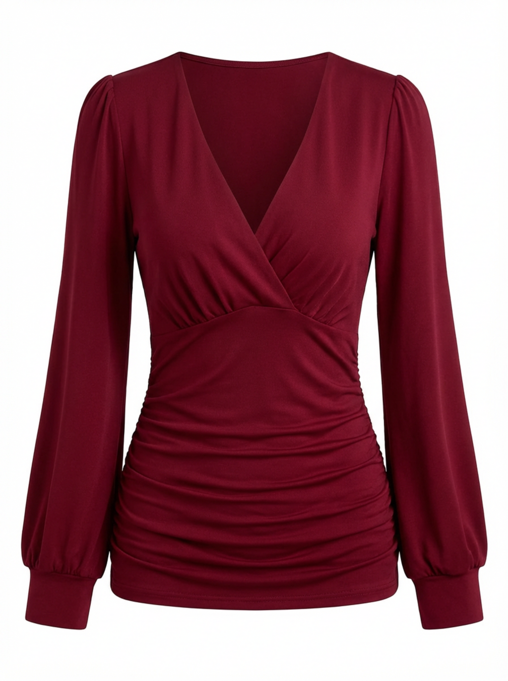 V‑Neck Top for Women with Classic Cut & Long Sleeves