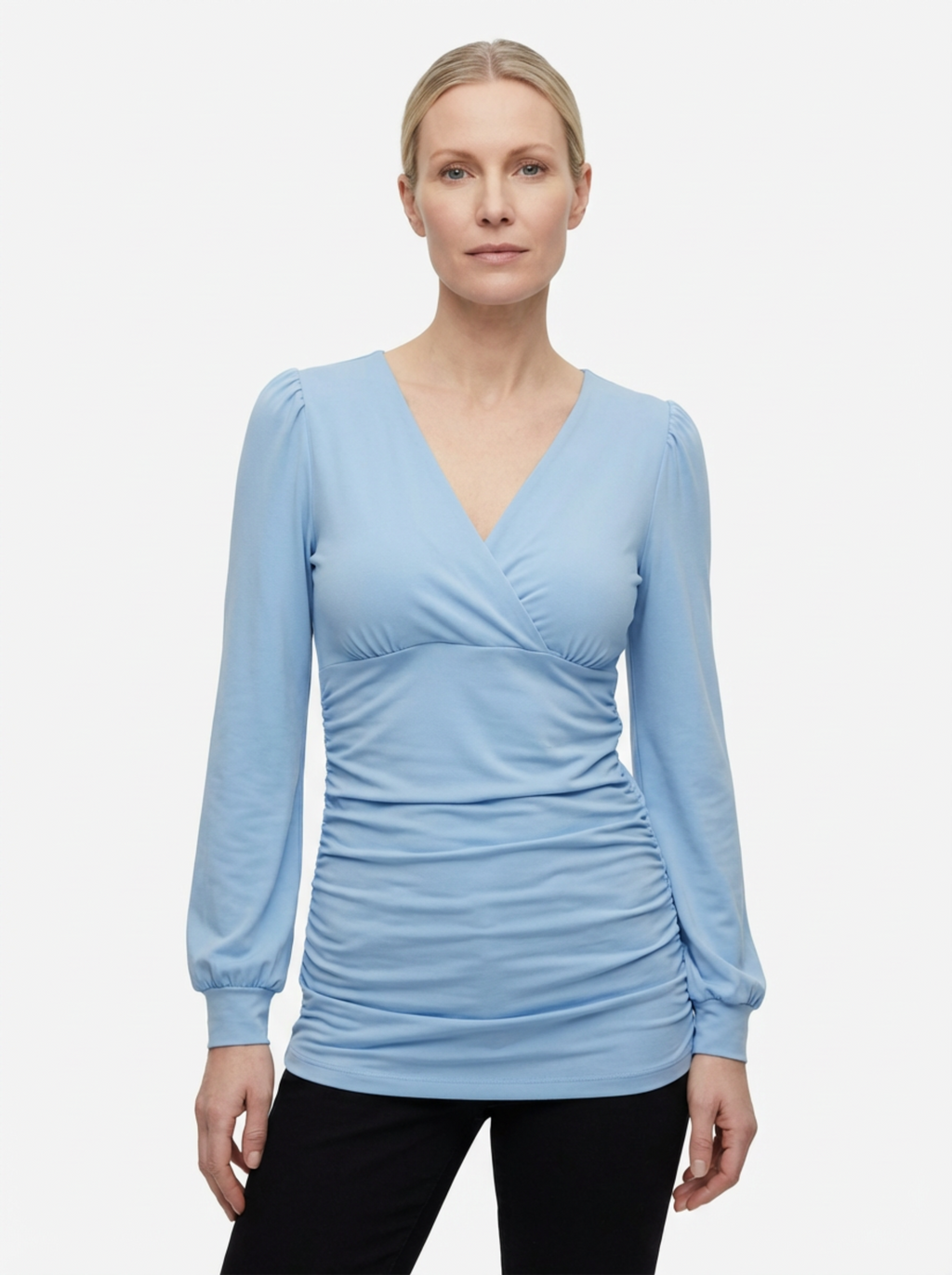 V‑Neck Top for Women with Classic Cut & Long Sleeves