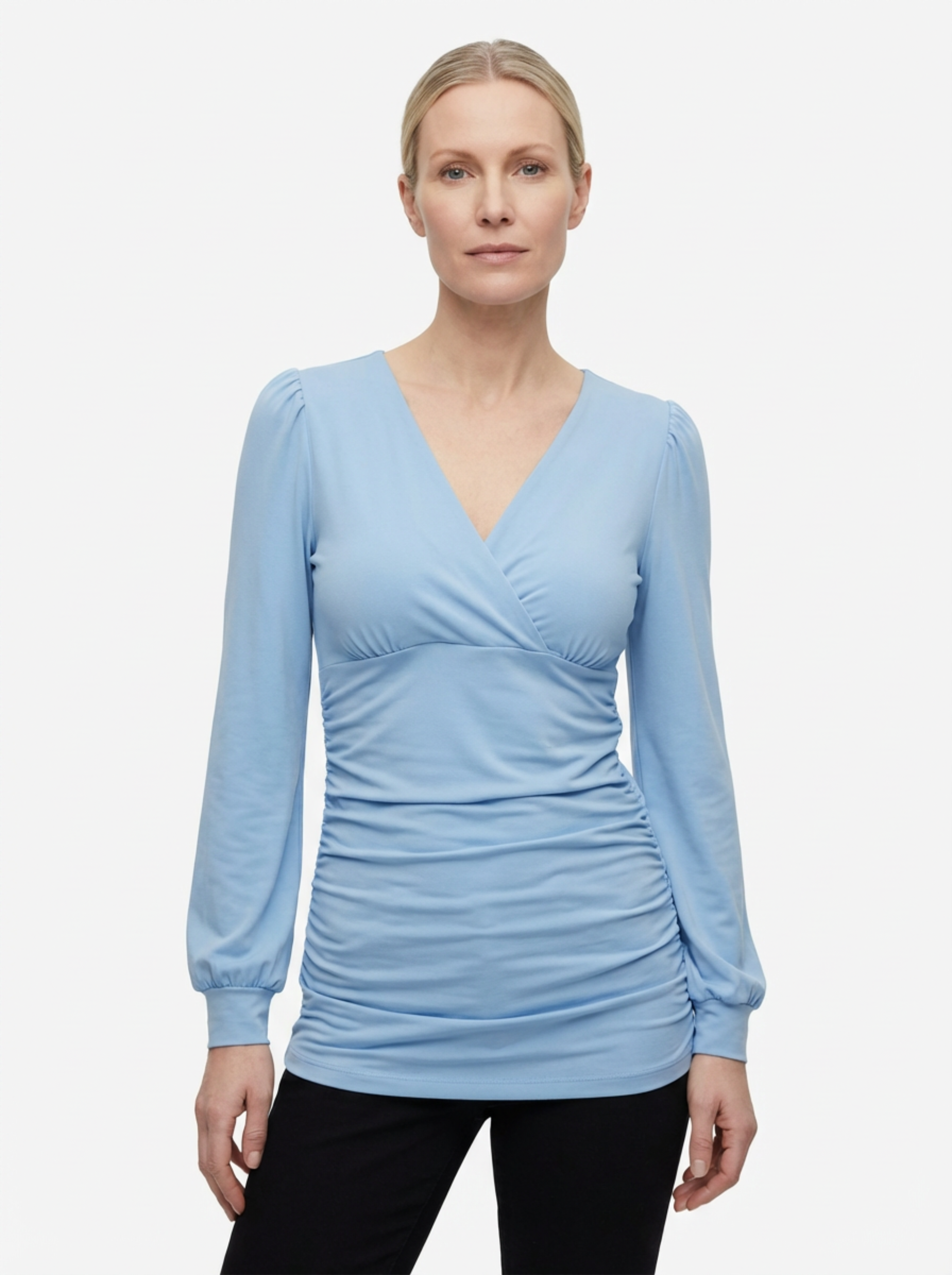 V‑Neck Top for Women with Classic Cut & Long Sleeves