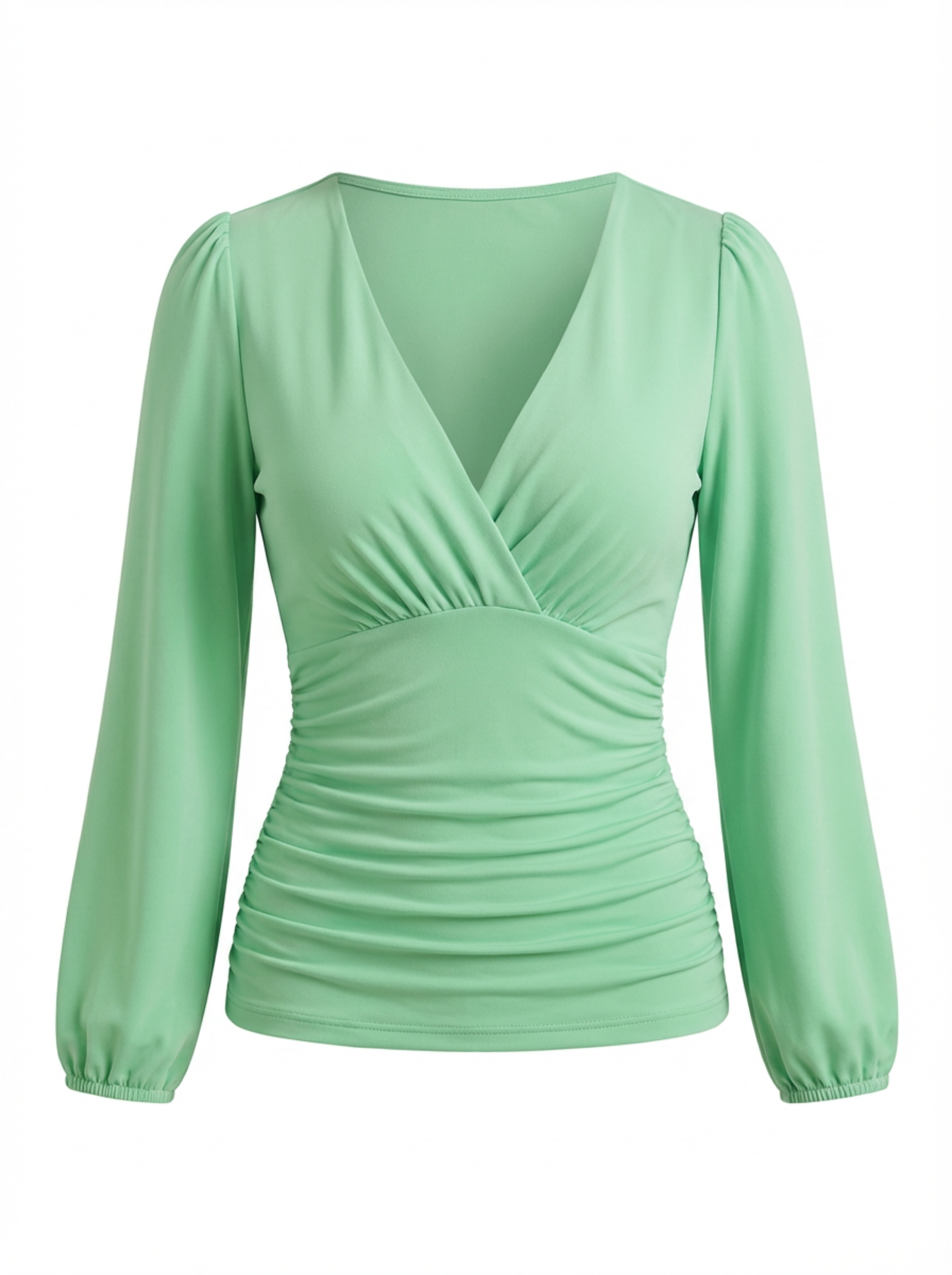 V‑Neck Top for Women with Classic Cut & Long Sleeves
