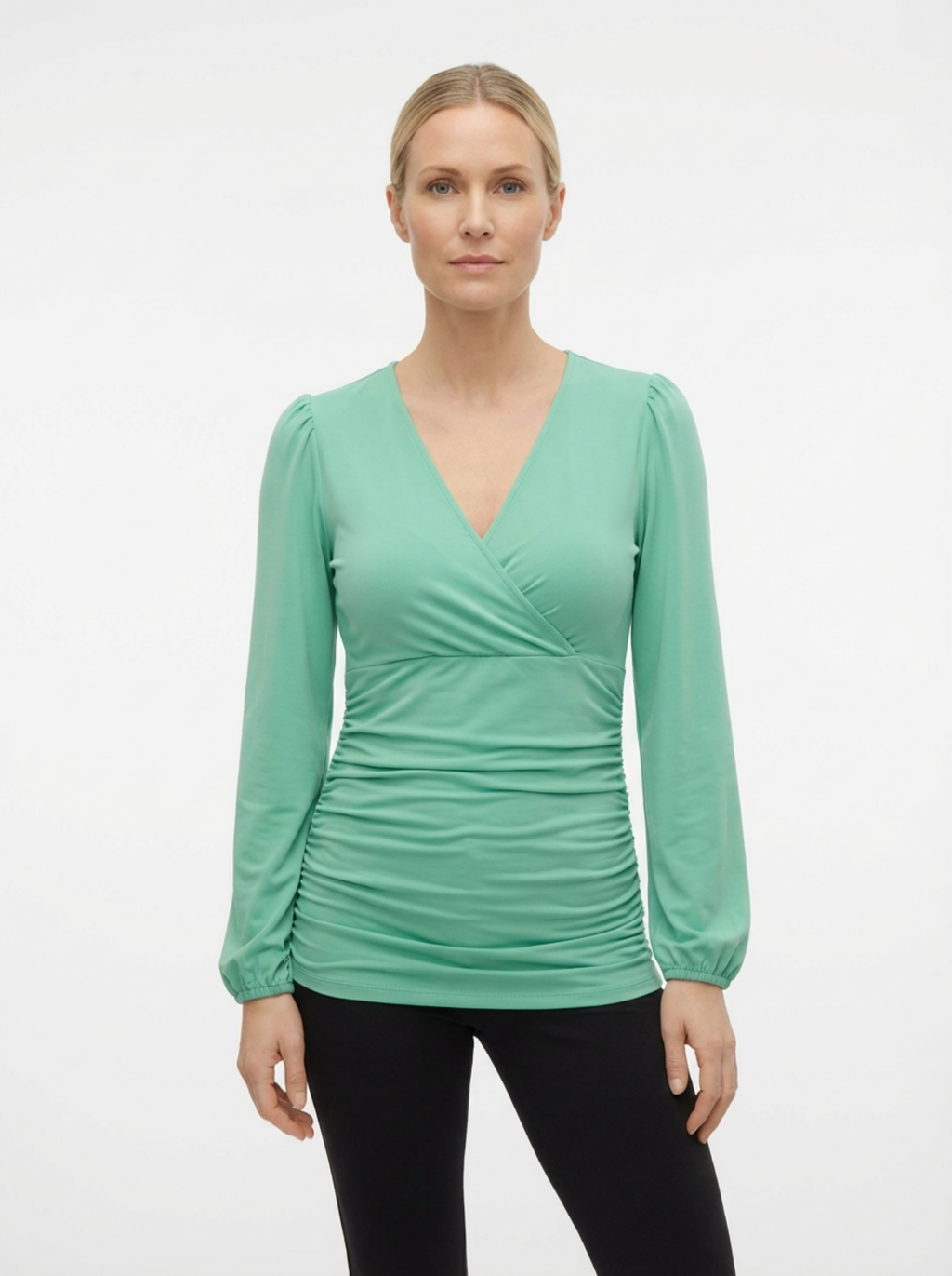 V‑Neck Top for Women with Classic Cut & Long Sleeves