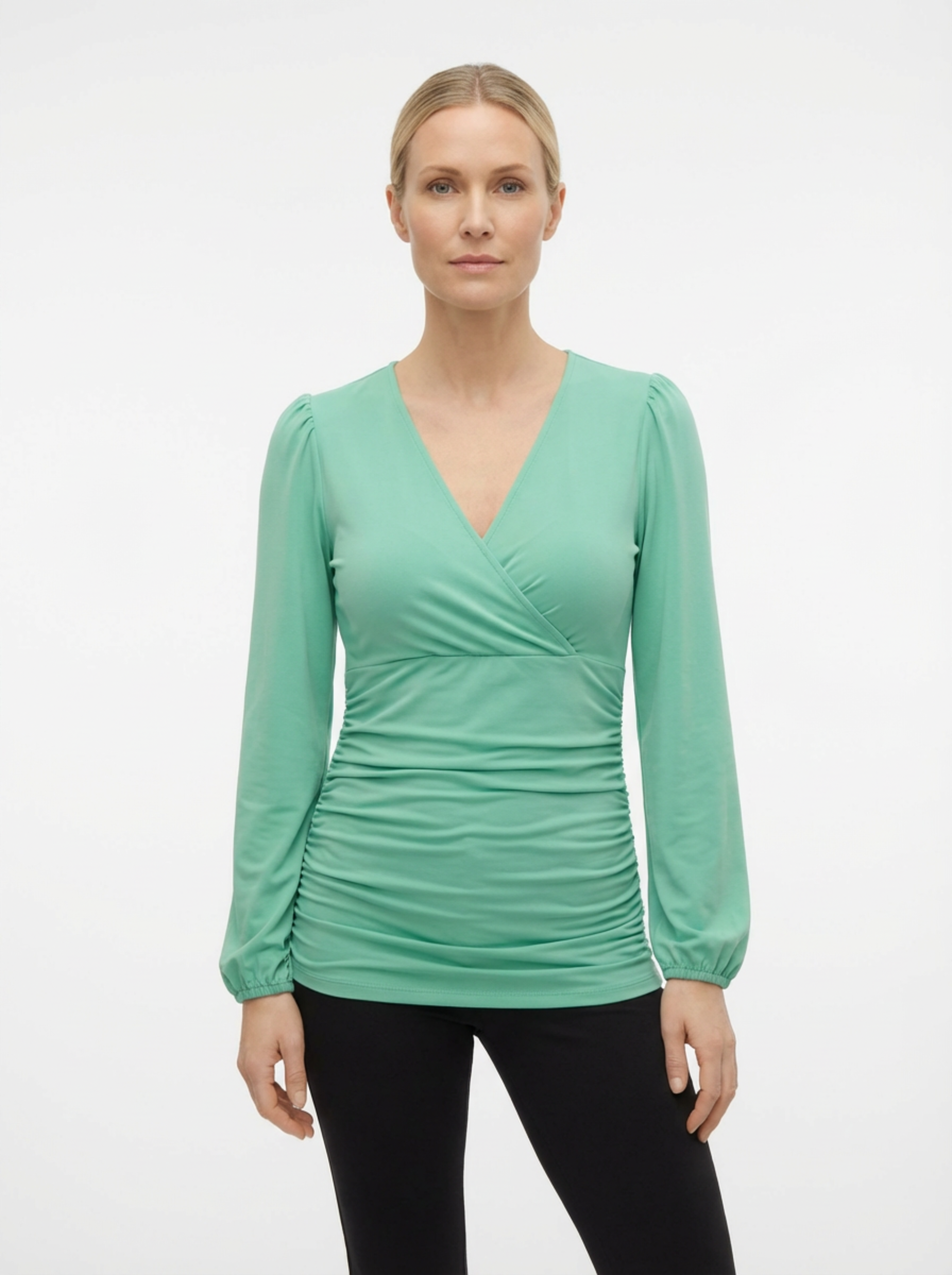 V‑Neck Top for Women with Classic Cut & Long Sleeves