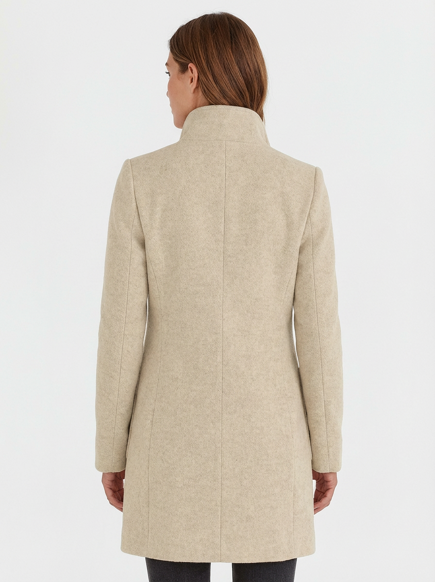 High-Collar Jacket Women Stand-Up Collar Longline Silhouette