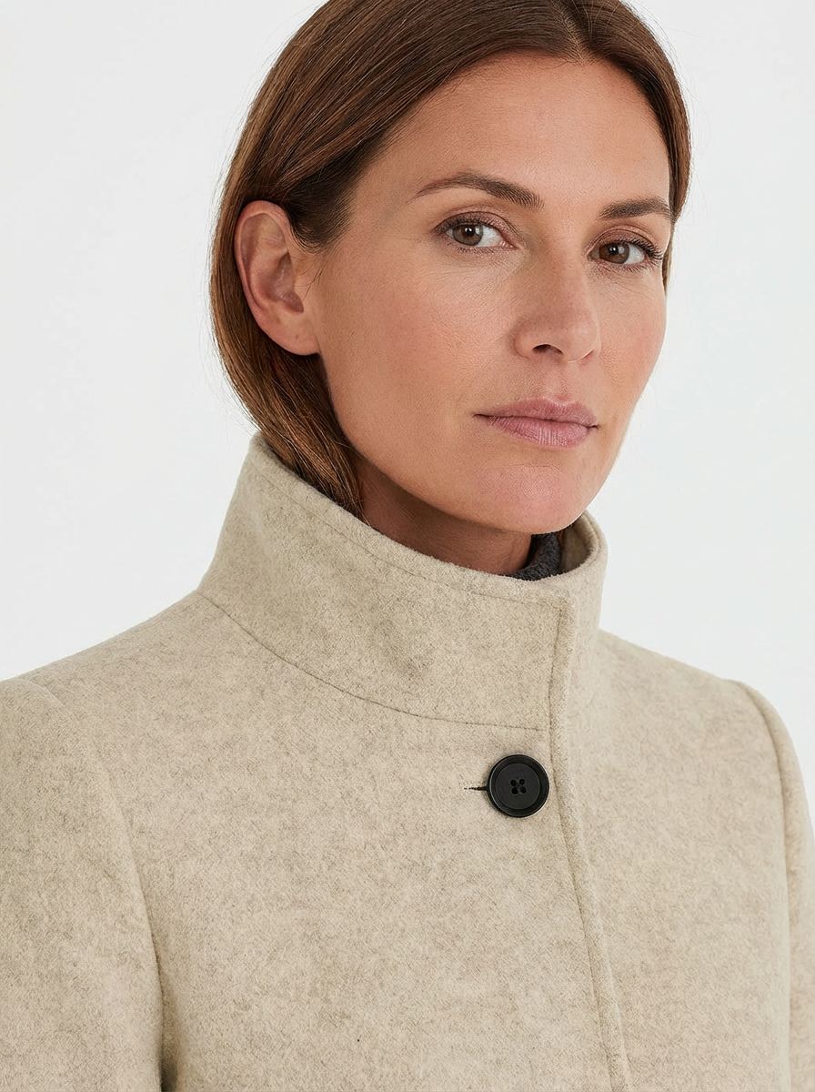 High-Collar Jacket Women Stand-Up Collar Longline Silhouette