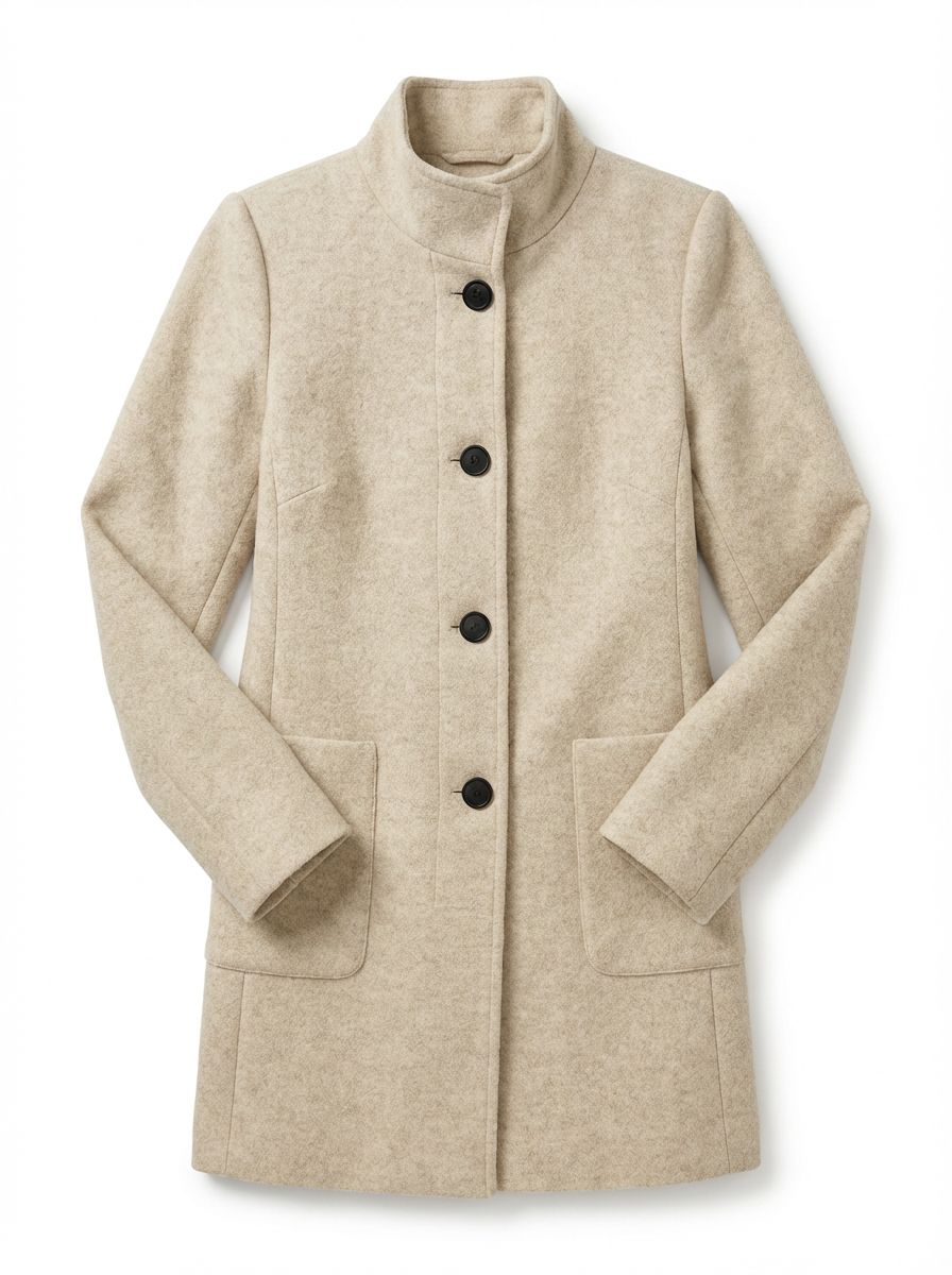 High-Collar Jacket Women Stand-Up Collar Longline Silhouette