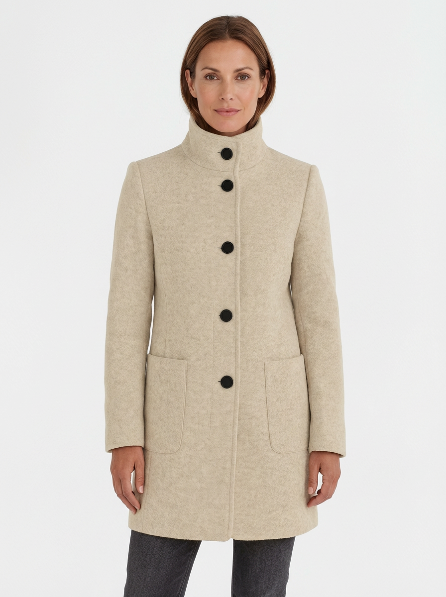 High-Collar Jacket Women Stand-Up Collar Longline Silhouette