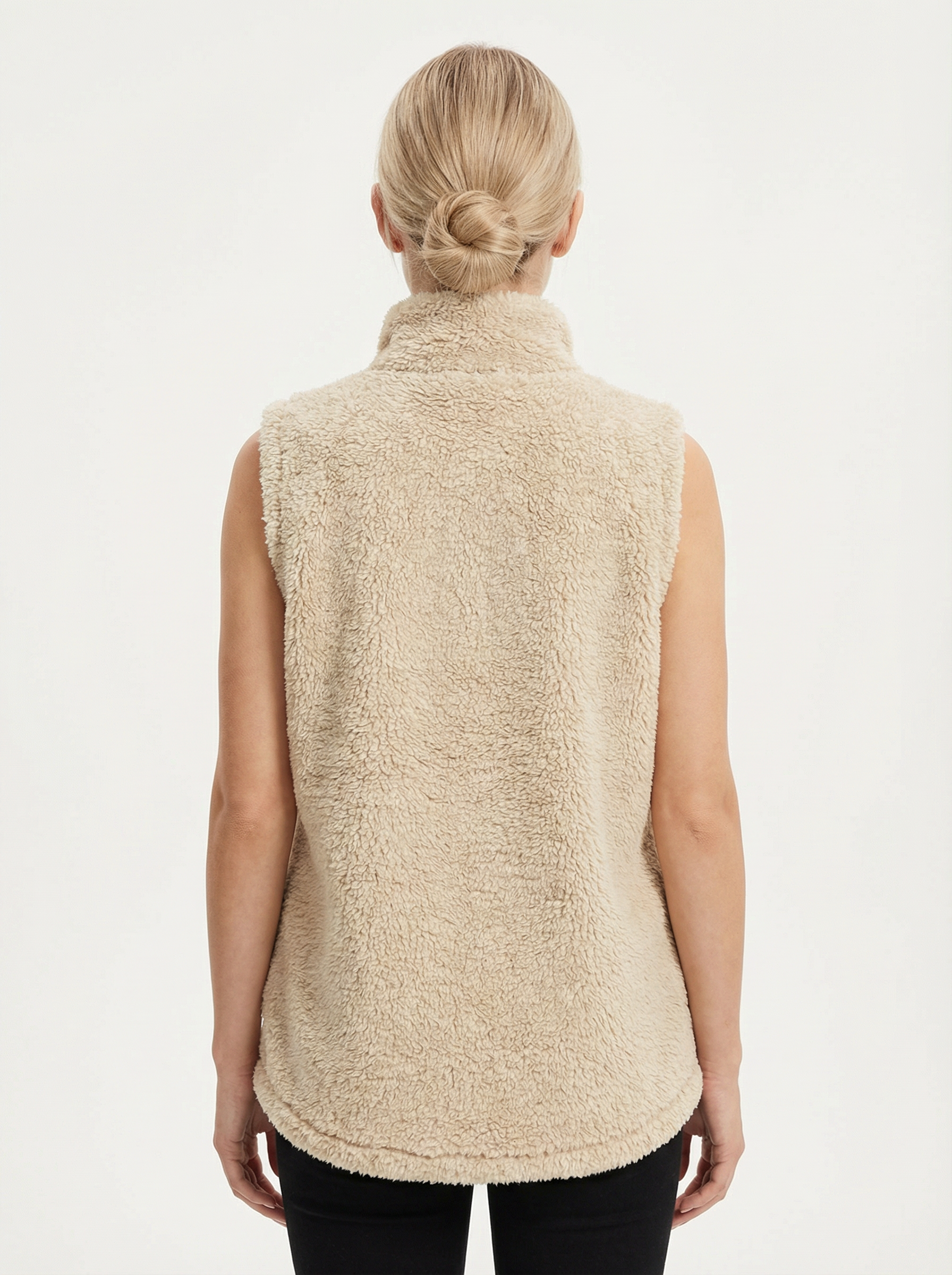 Vest Women Sleeveless Fleece Pocket Detail