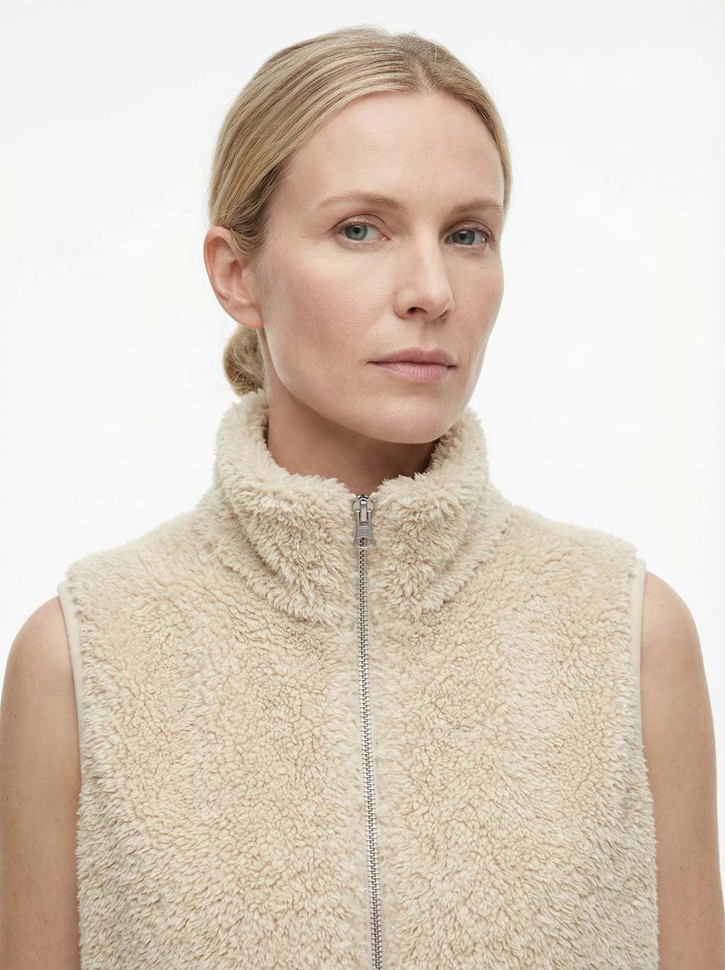 Vest Women Sleeveless Fleece Pocket Detail