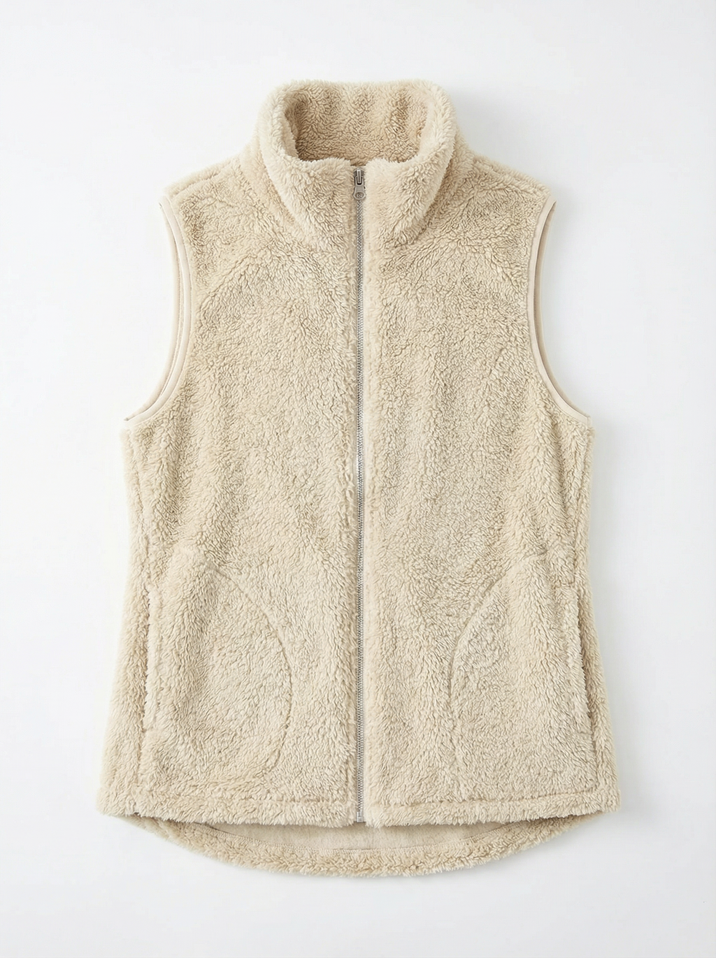 Vest Women Sleeveless Fleece Pocket Detail