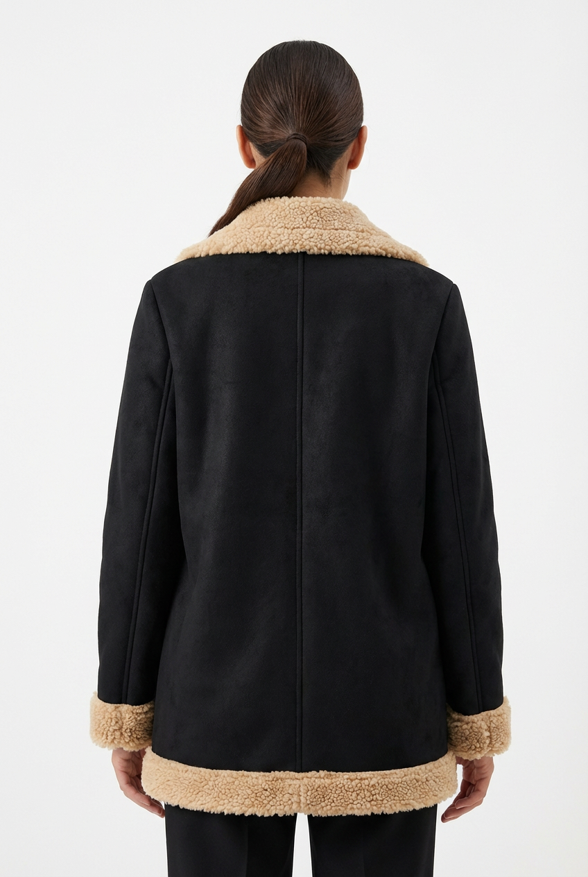 Coat Women’s Tailored Sherpa Collar with Contrast Trims