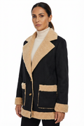 Coat Women’s Tailored Sherpa Collar with Contrast Trims