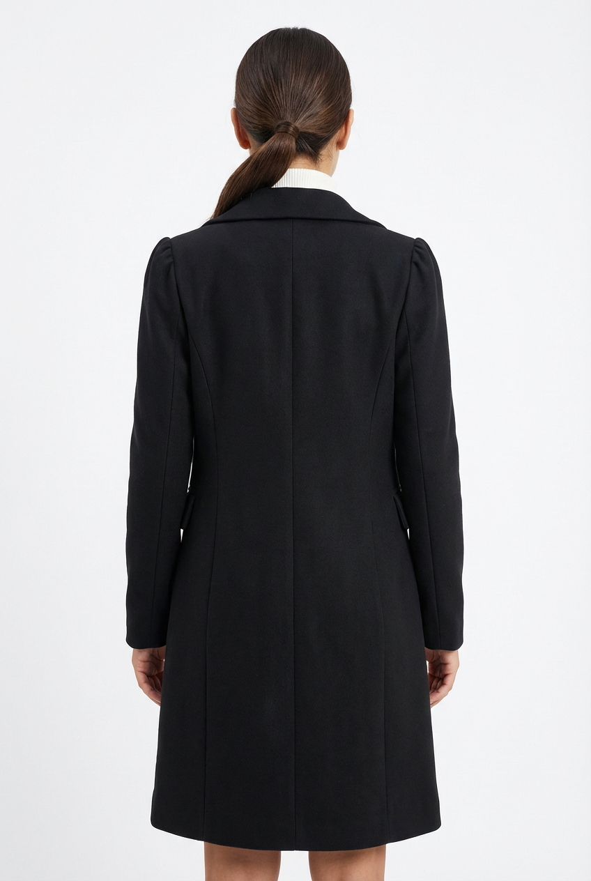 Coat Women Long Lapel Double-Breasted Outerwear