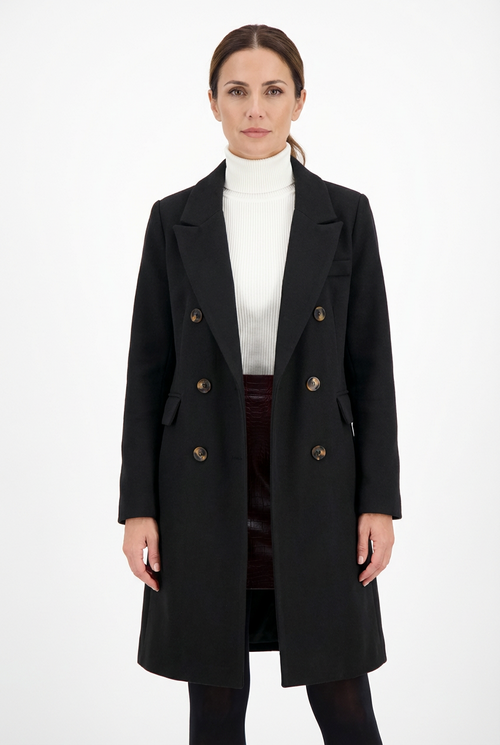 Coat Women Long Lapel Double-Breasted Outerwear