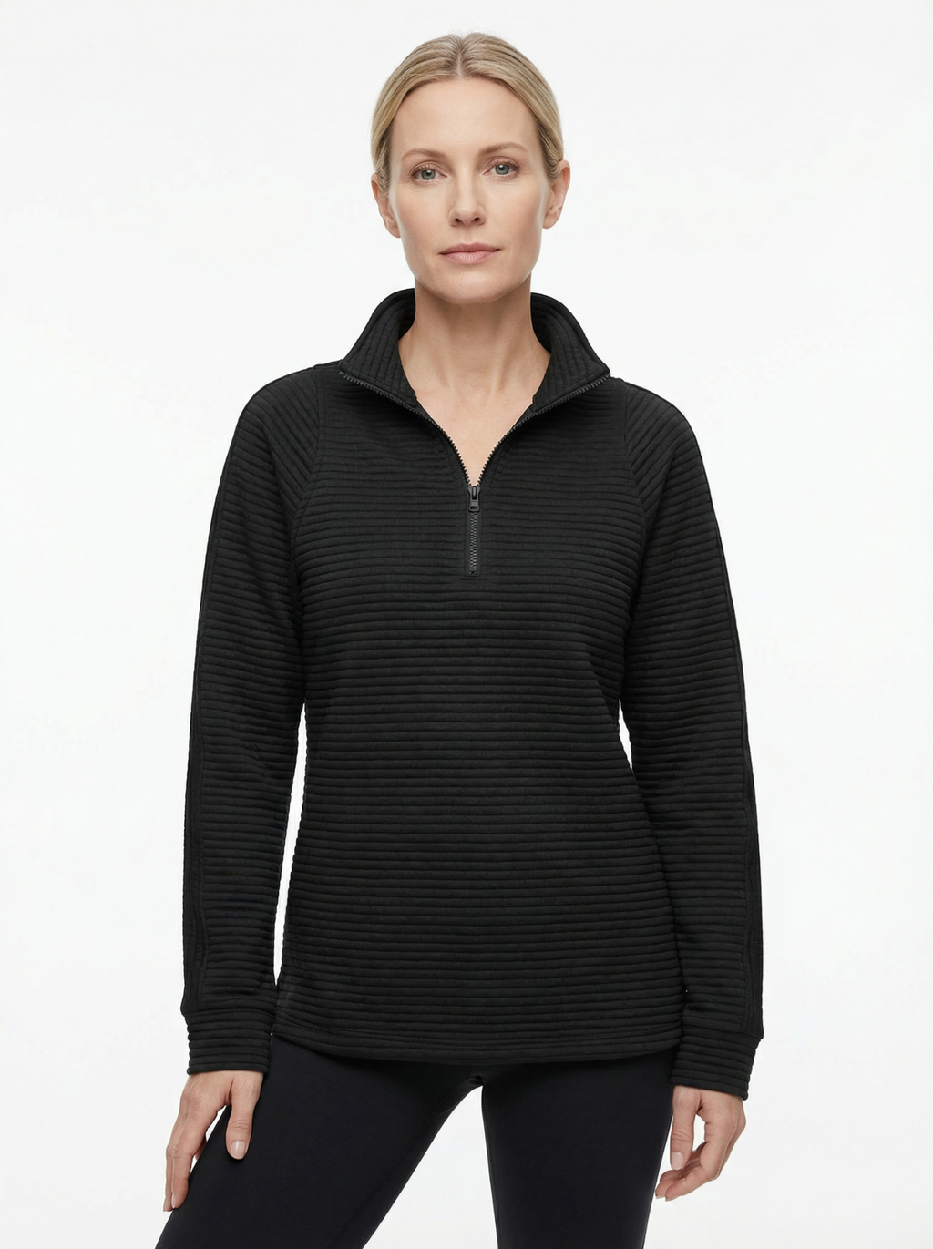 Sweater Women V‑Neck Zip Front Classic Silhouette