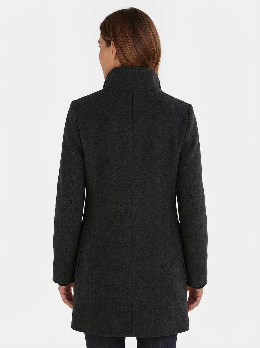 High-Collar Jacket Women Stand-Up Collar Longline Silhouette
