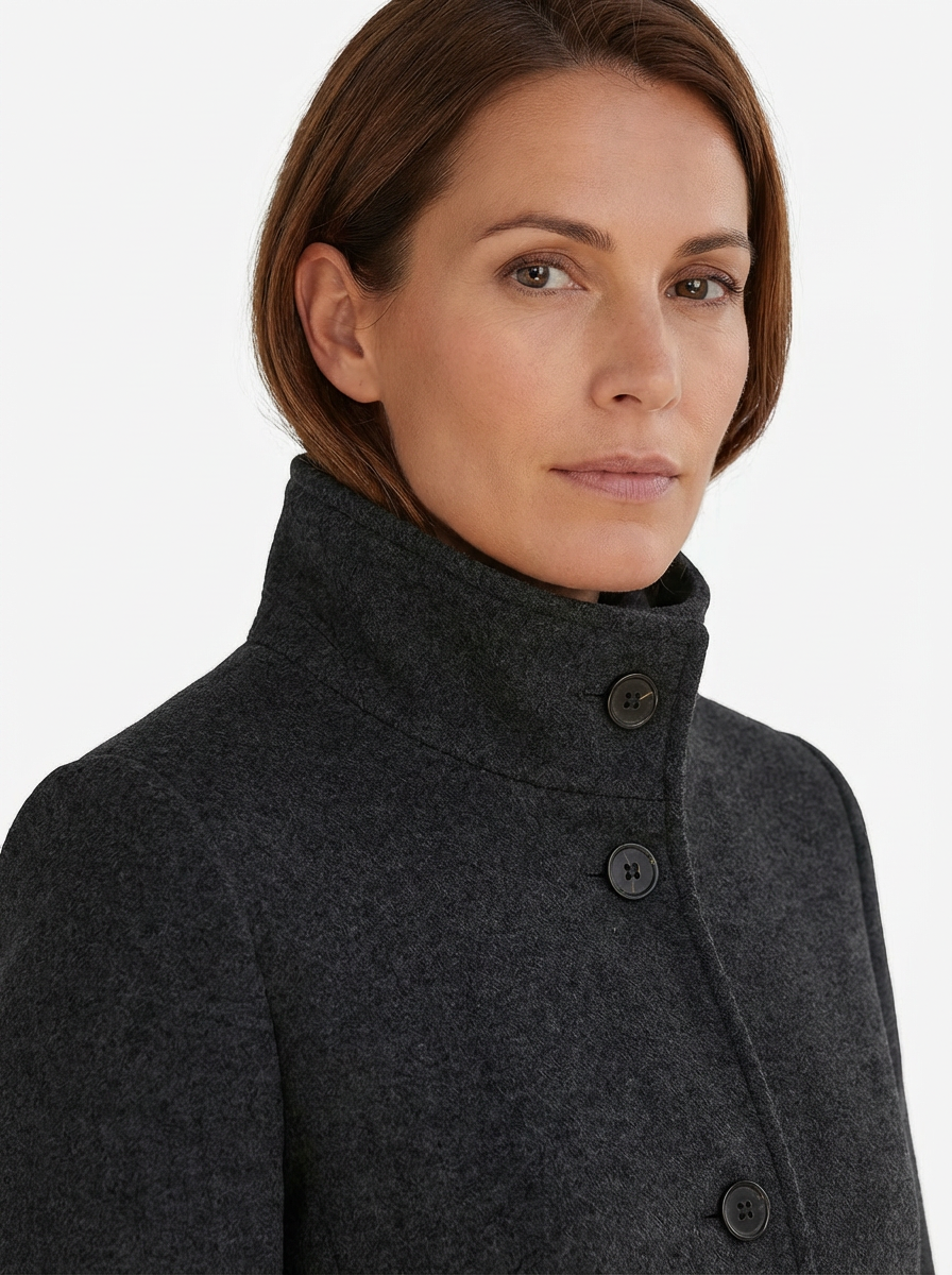 High-Collar Jacket Women Stand-Up Collar Longline Silhouette