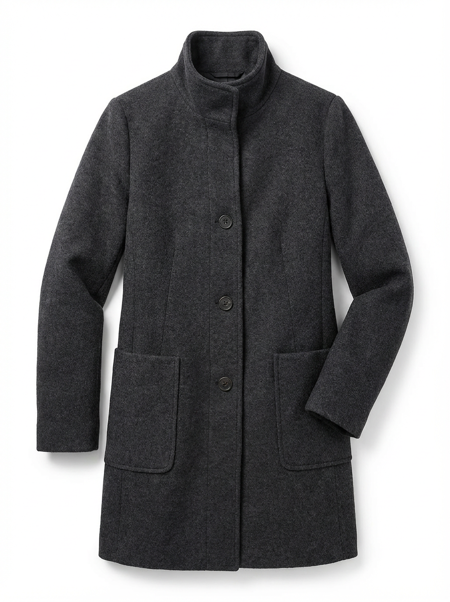 High-Collar Jacket Women Stand-Up Collar Longline Silhouette