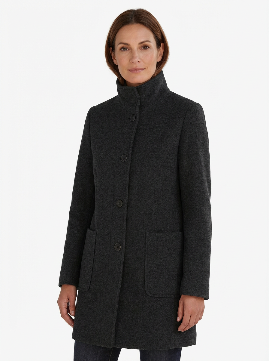 High-Collar Jacket Women Stand-Up Collar Longline Silhouette