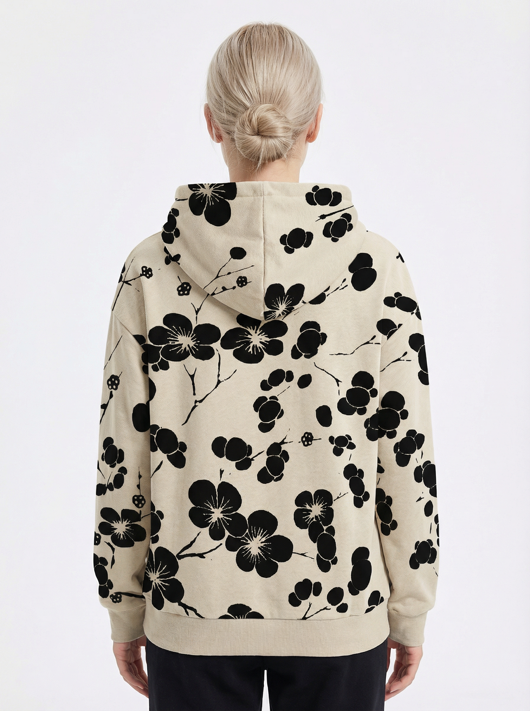 Hoodie Women Floral Print Hooded Casual Style