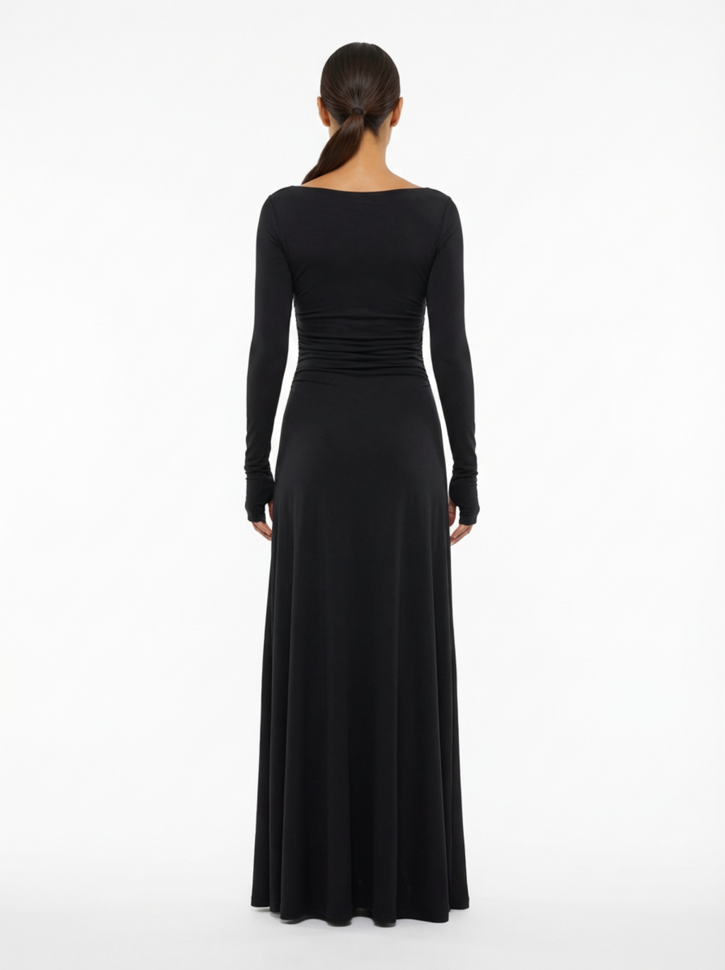 Maxi Dress Women Wrap Front Knot Detail V‑Neck Longsleeve