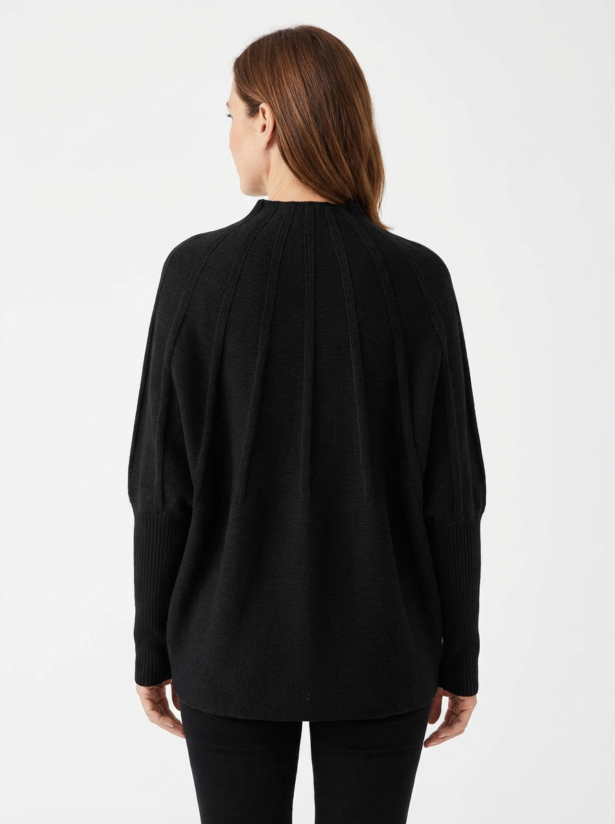 Sweater Women Ribbed Sunburst Pattern Relaxed Fit