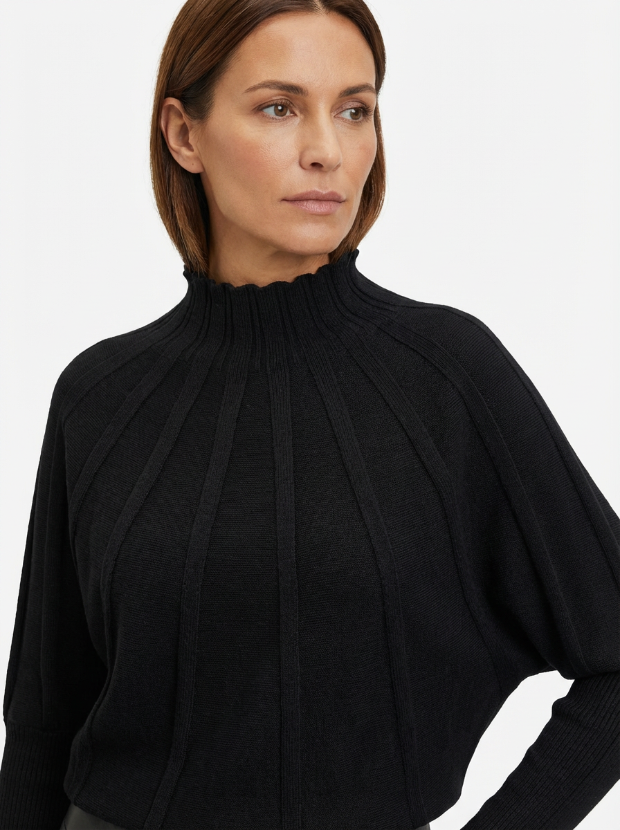 Sweater Women Ribbed Sunburst Pattern Relaxed Fit