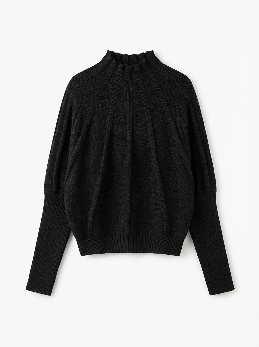 Sweater Women Ribbed Sunburst Pattern Relaxed Fit