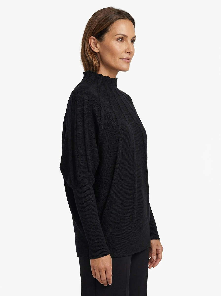 Sweater Women Ribbed Sunburst Pattern Relaxed Fit