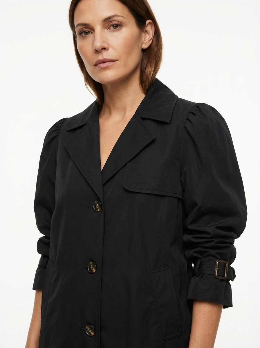 Overcoat Women Open Collar Relaxed Fit Trench‑Inspired