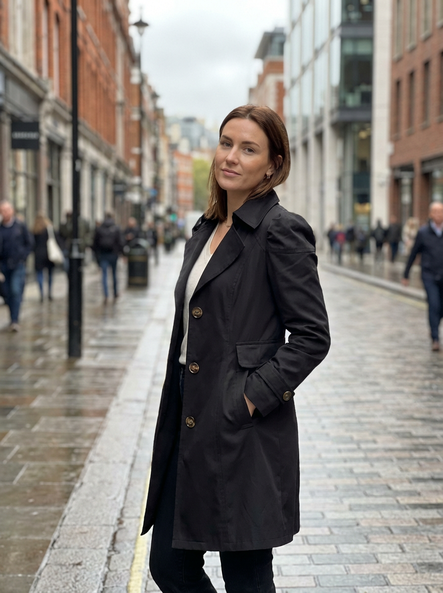 Overcoat Women Open Collar Relaxed Fit Trench‑Inspired