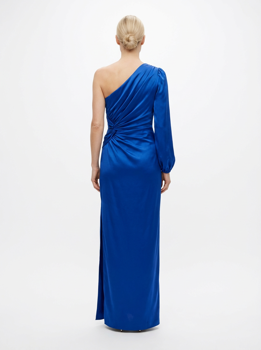 One-Shoulder Dress Women Draped Accent Front Split Classy Nights