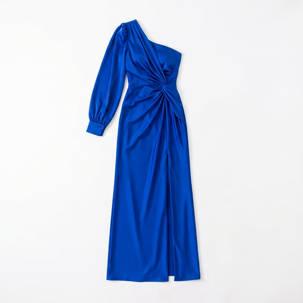 One-Shoulder Dress Women Draped Accent Front Split Classy Nights