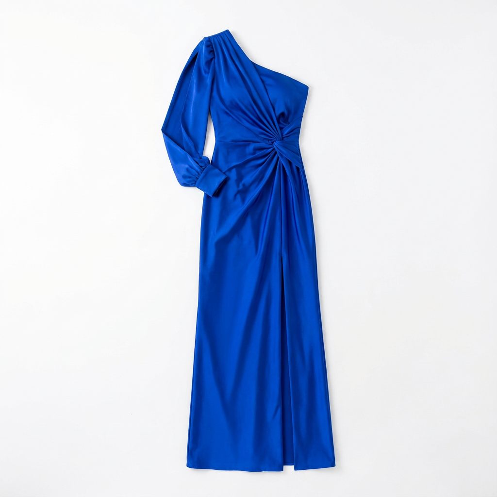 One-Shoulder Dress Women Draped Accent Front Split Classy Nights