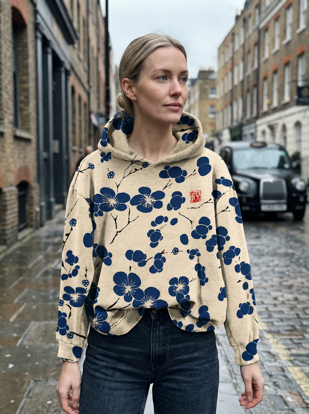 Hoodie Women Floral Print Hooded Casual Style