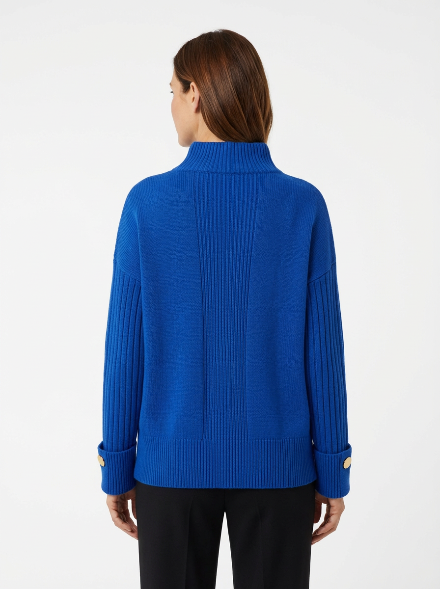 Pullover Women Oversized Ribbed High Neck Relaxed Fit