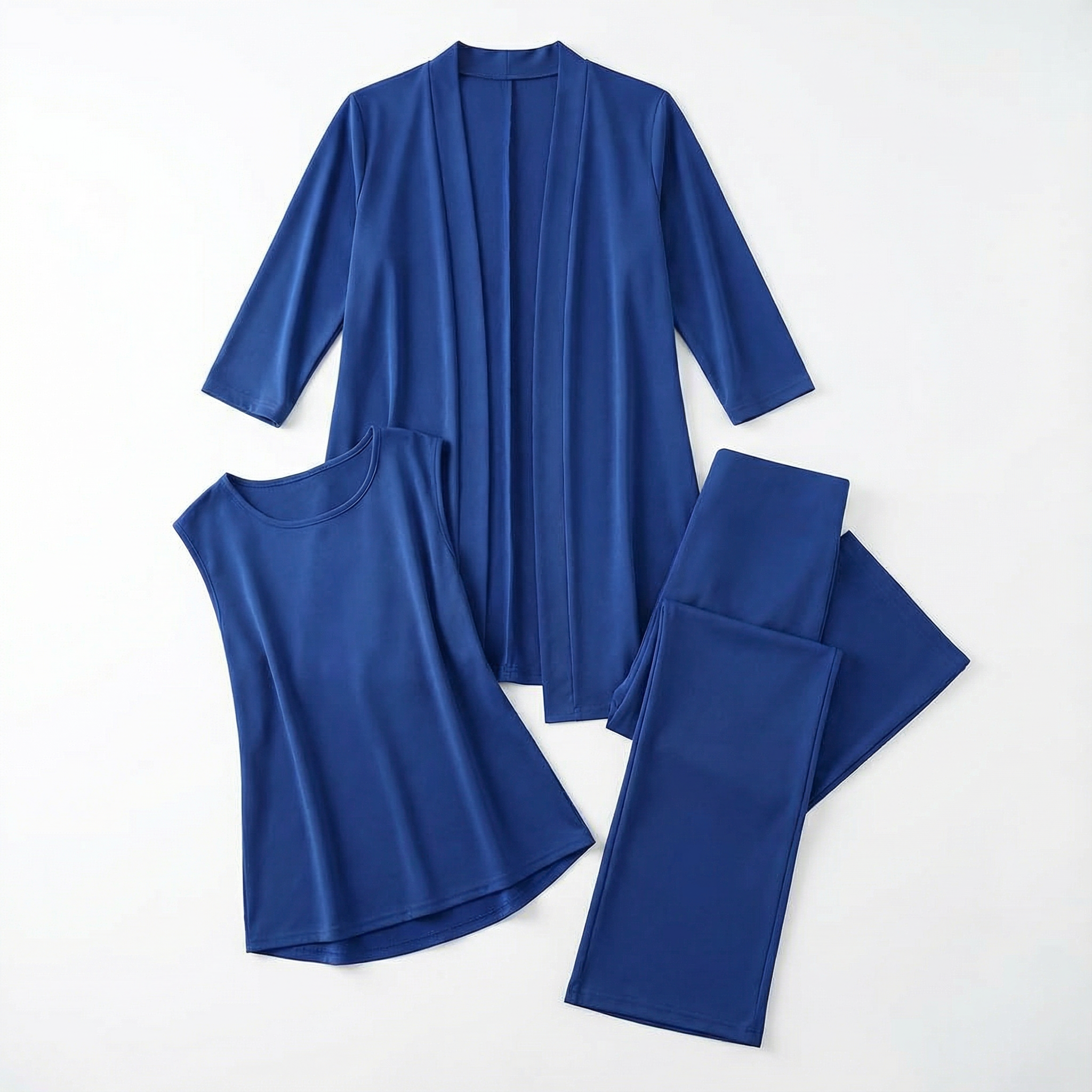Three‑Piece Pantsuit Women Relaxed Fit Jacket Top & Trousers