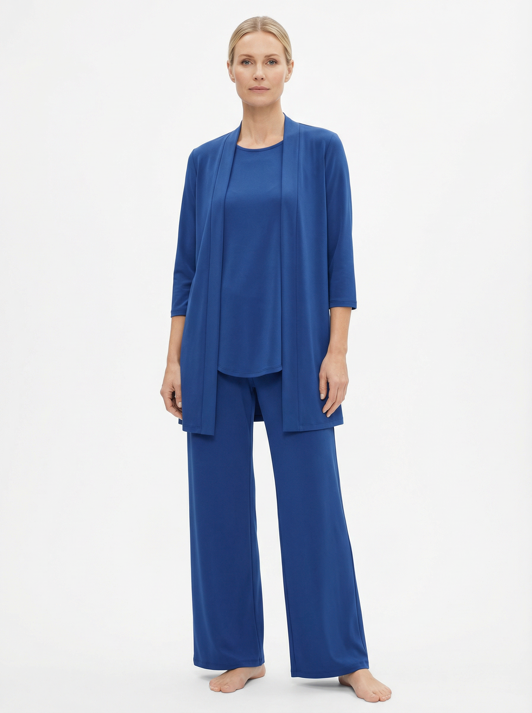Three‑Piece Pantsuit Women Relaxed Fit Jacket Top & Trousers