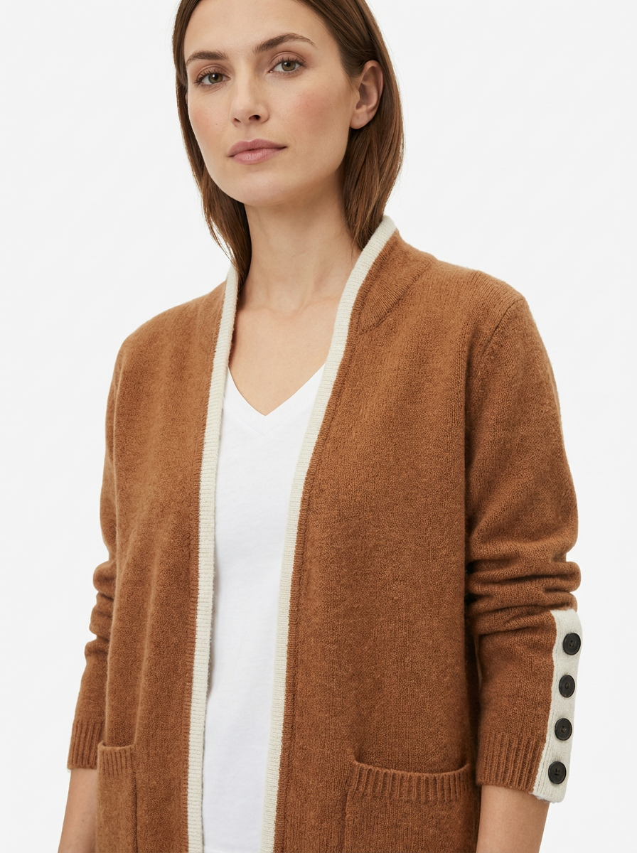 Cardigan Women Relaxed Fit Draped Button‑Front Knit