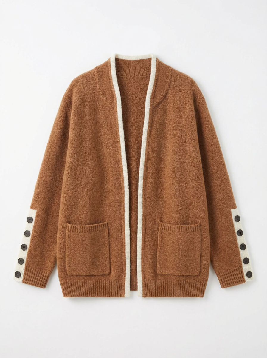Cardigan Women Relaxed Fit Draped Button‑Front Knit